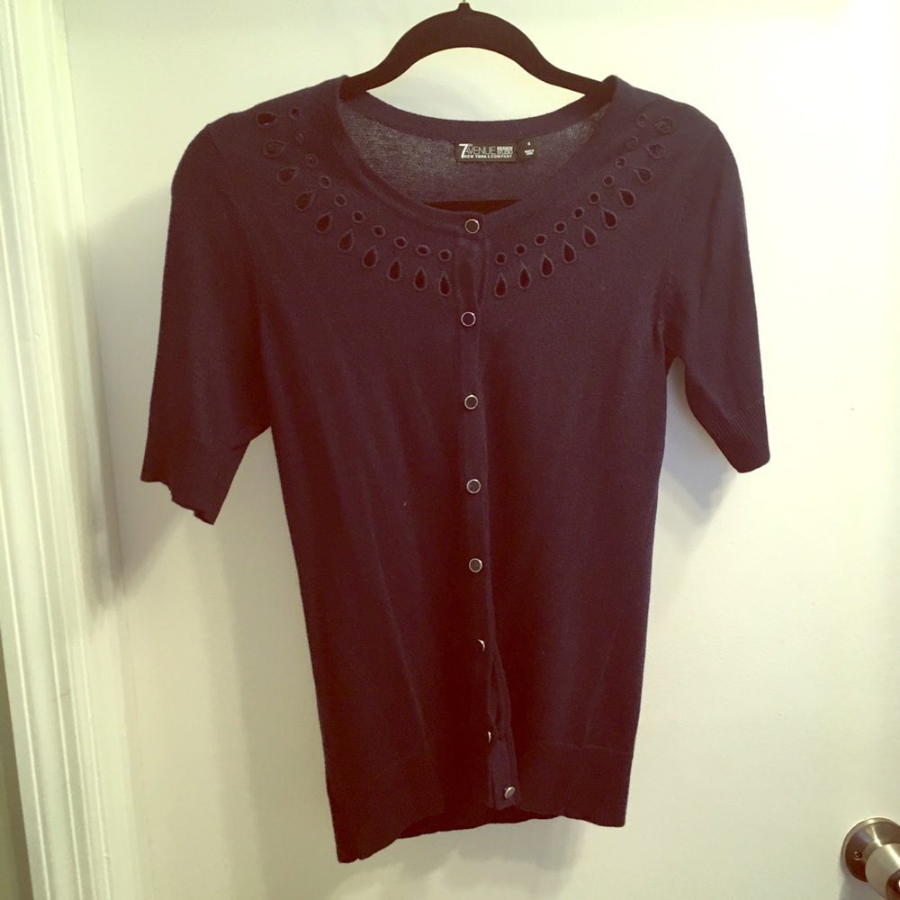 NY&Co Navy Short Sleeve Cardigan
